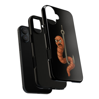 Angry Worm on Hook Phone Case – Funny Fishing Humor Protective Cover