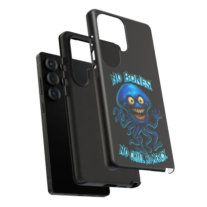 Phone Case — 'No Bones, No Chill, No Mercy' Blue Jellyfish Horror Design