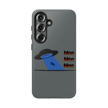 Phone Case — Funny UFO Cow Abduction Design with “Moo Moo Moo”