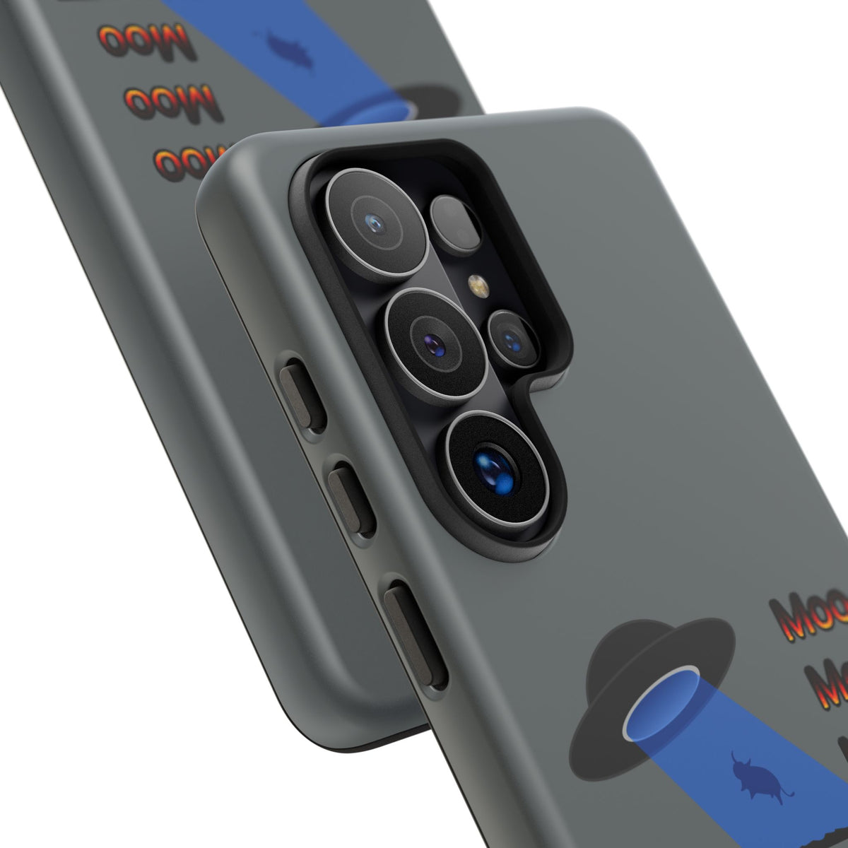 Phone Case — Funny UFO Cow Abduction Design with “Moo Moo Moo”
