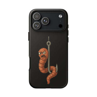 Angry Worm on Hook Phone Case – Funny Fishing Humor Protective Cover