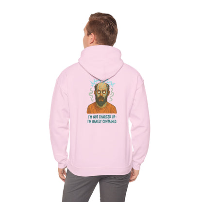 Hoodie — "I’m Not Charged Up, I’m Barely Contained" Electric Zombie Graphic Hoodie