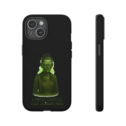 Spooky Green Ghost Phone Case — "I Baked Cookies, They Scream Now" Horror iPhone Cover