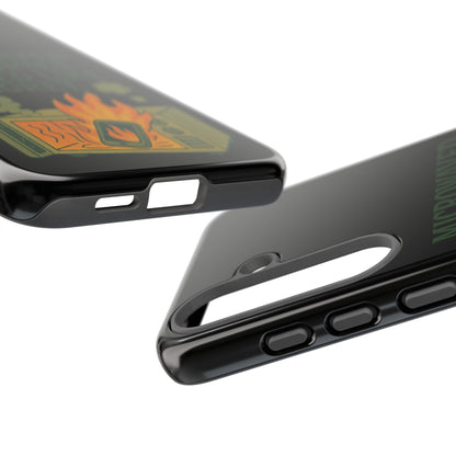 Microwaved Memories Phone Case — 'Microwaved Memories. Tasted Like Regret.' Retro Fire Design