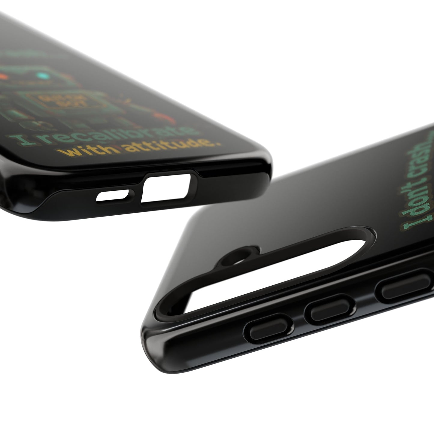 Phone Case — "I Don't Crash... I Recalibrate" Retro Robot Protective Cover