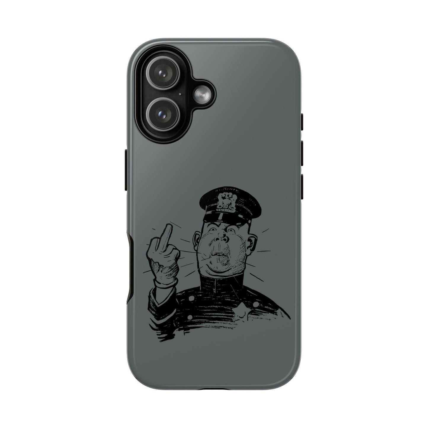 Vintage Cop Middle Finger Phone Case — Edgy Retro iPhone Protective Cover