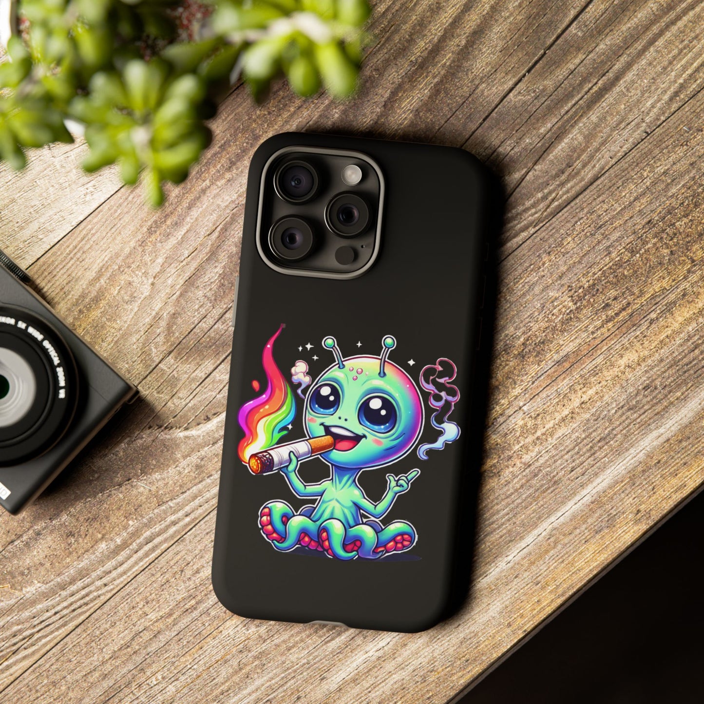 Alien Smoking Rainbow Joint Phone Case — Cute Psychedelic Cannabis iPhone Cover