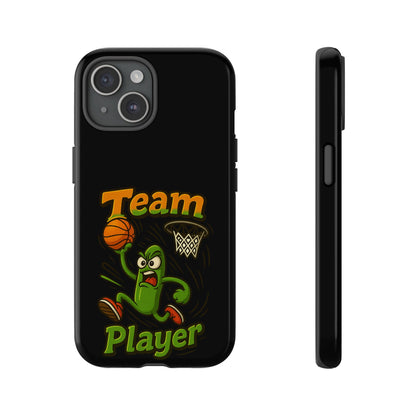 Team Player Basketball Phone Case — Cute Cartoon Pickle Dunk Phone Cover