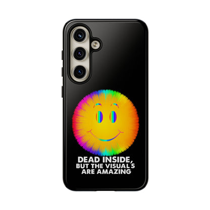 Phone Case — 'Dead Inside, But the Visuals Are Amazing' Rainbow Smiley