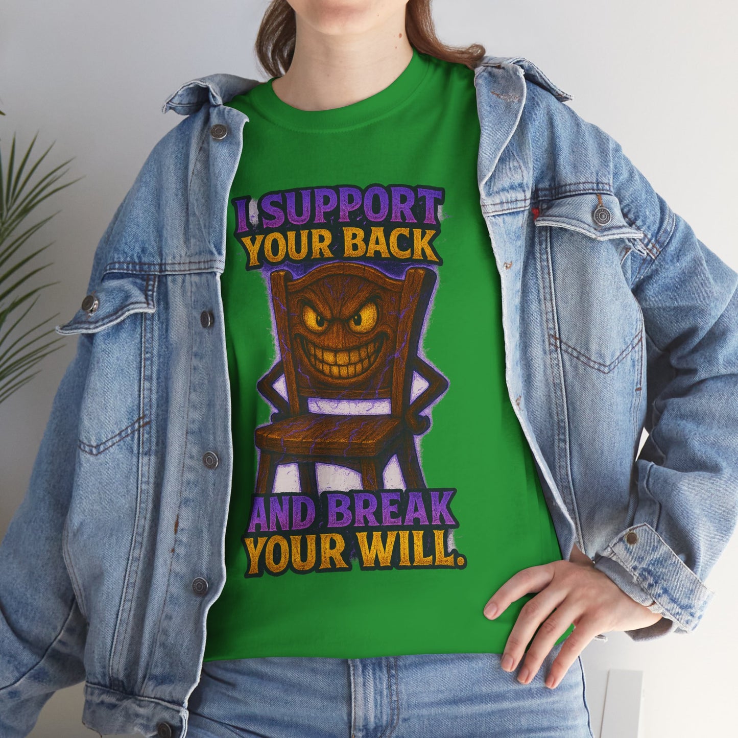 Evil Chair Character T-Shirt | I Support Your Back and Break Your Will