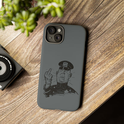 Vintage Cop Middle Finger Phone Case — Edgy Retro iPhone Protective Cover