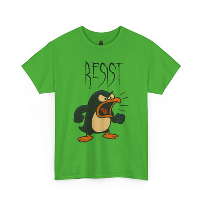 Resist Penguin Unisex Heavy Cotton Tee | Protest Shirt, Gift for Activists,