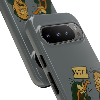 Phone Case - Cartoon Penguin Yelling 'WTF' at Shocked Man, Funny Protective iPhone Cover