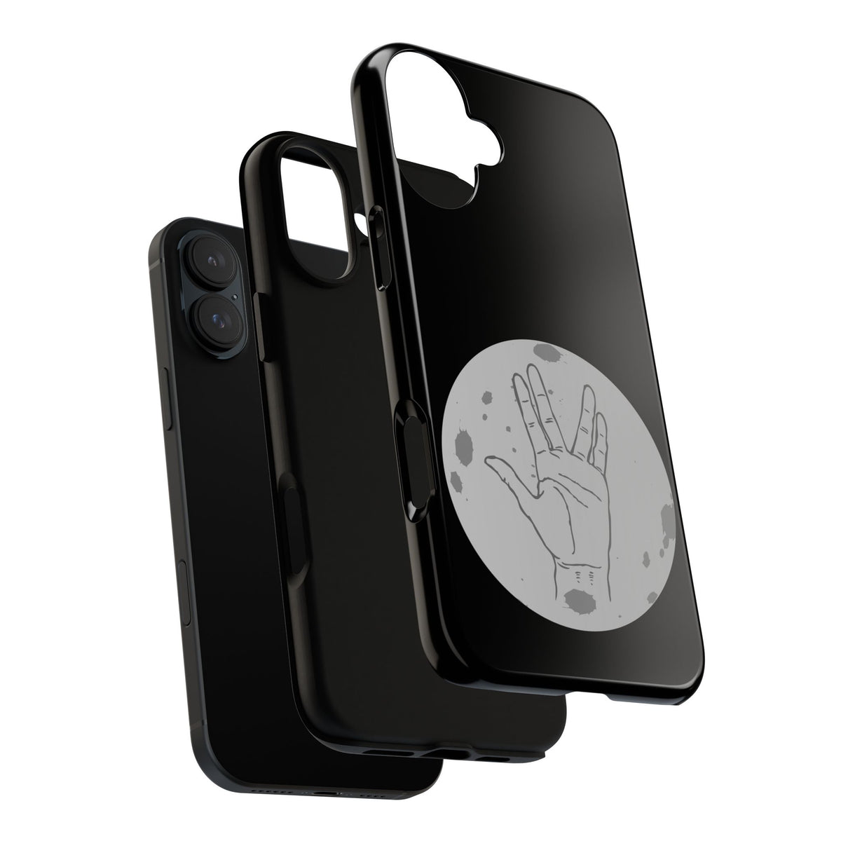 Spock Live Long Phone Case — Vulcan Salute Moon Graphic