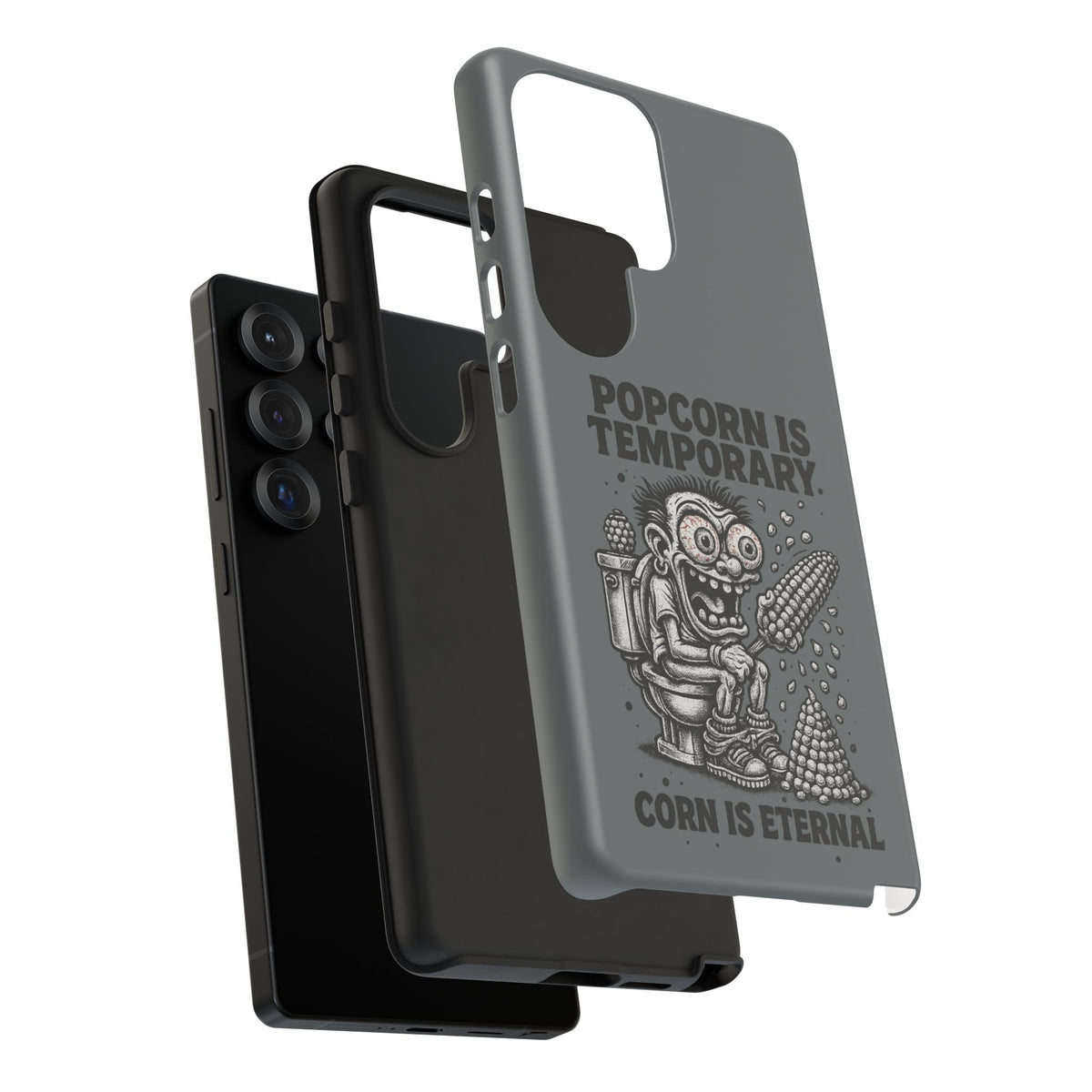 Phone Case — "Popcorn Is Temporary, Corn Is Eternal" Retro Zombie Corn Design