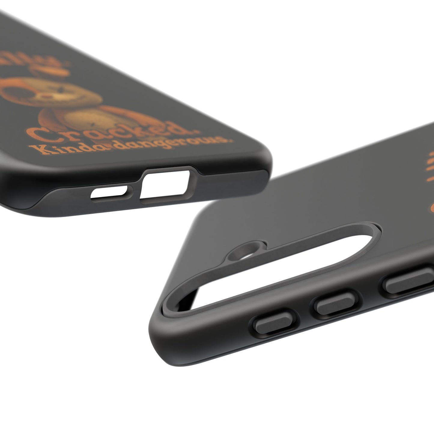 Phone Case — "Cuddly. Cracked. Kinda Dangerous." Cute Creepy Bunny Protective Case