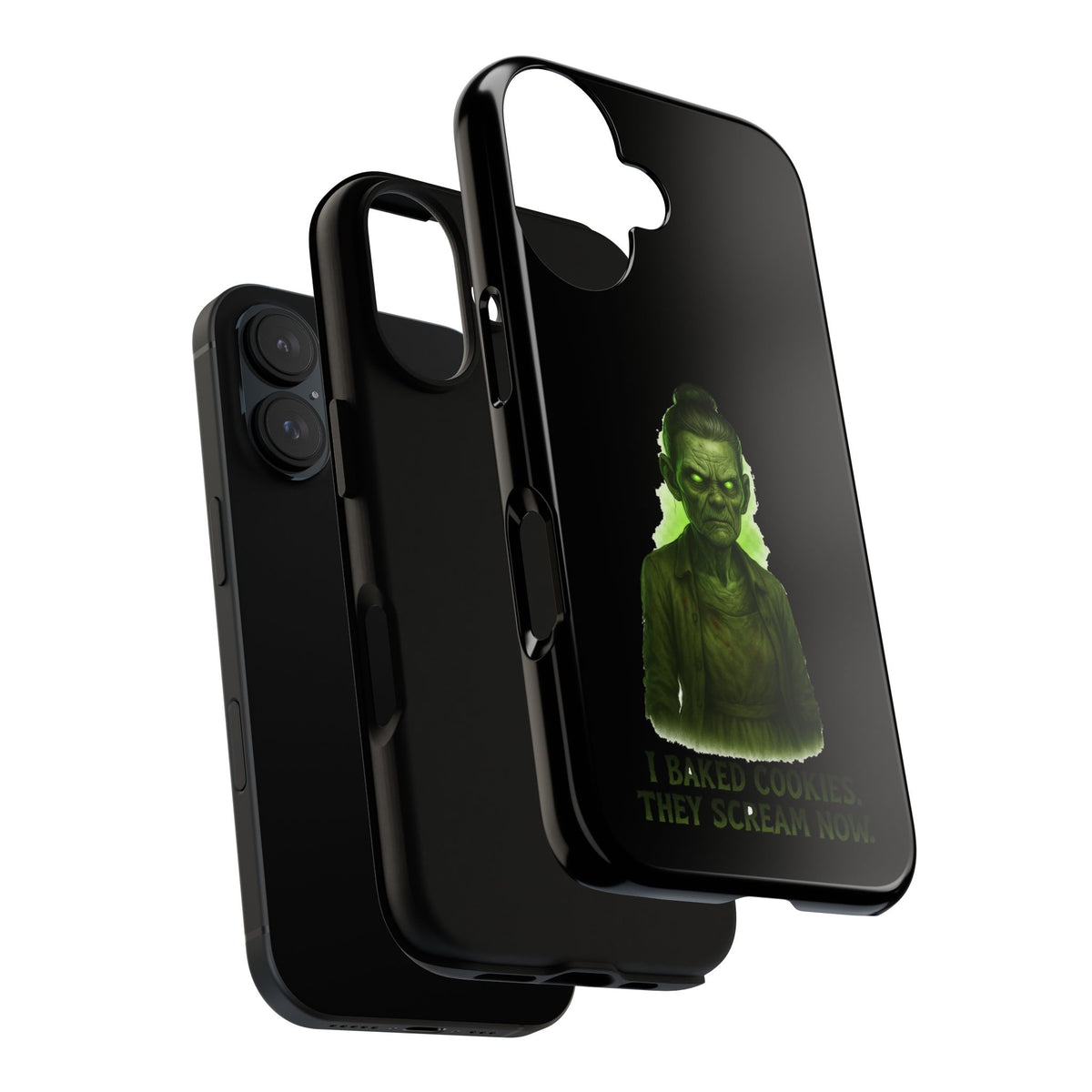 Spooky Green Ghost Phone Case — "I Baked Cookies, They Scream Now" Horror iPhone Cover