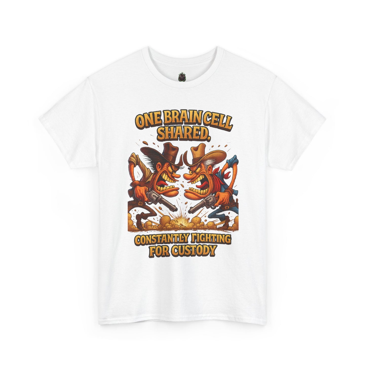 One Brain Cell Shared Custody T-Shirt | Funny Cartoon Foxes Fighting