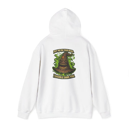 Hoodie — Spooky Talking Sorting Hat Graphic "I Double Dare You"