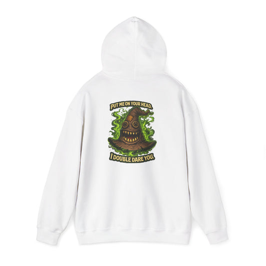 Hoodie — Spooky Talking Sorting Hat Graphic "I Double Dare You"
