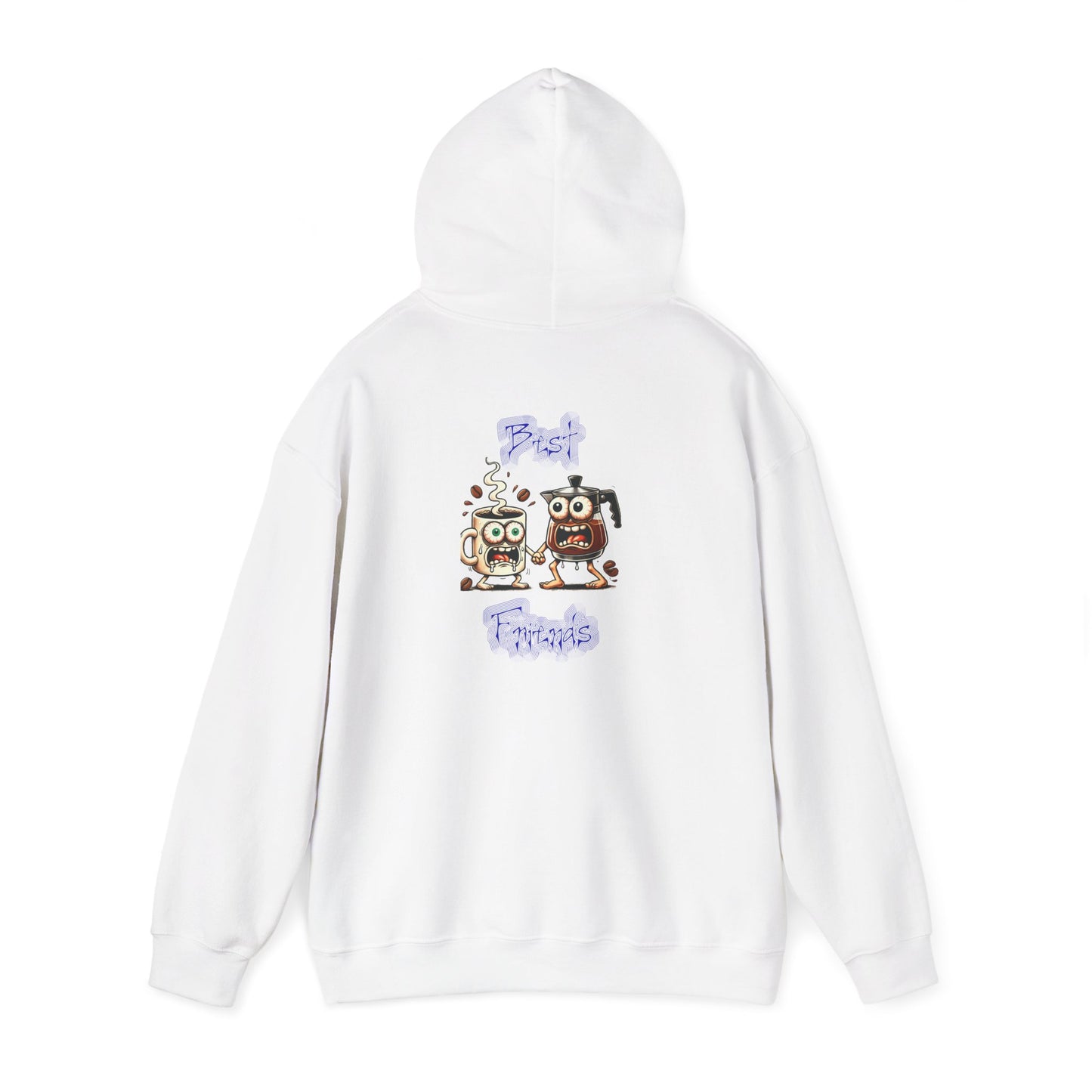 Coffee & Coffee Pot Friends Graphic Hoodie — Cute Cartoon Coffee & Coffee Pot "Best Friends" Pullover
