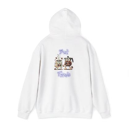 Coffee & Coffee Pot Friends Graphic Hoodie — Cute Cartoon Coffee & Coffee Pot "Best Friends" Pullover