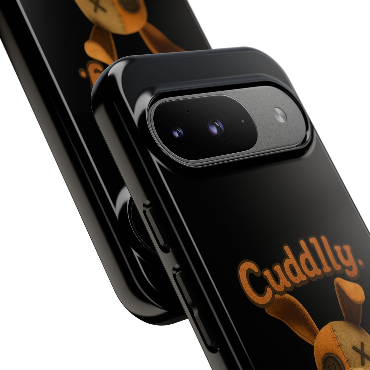 Phone Case — "Cuddly. Cracked. Kinda Dangerous." Cute Creepy Bunny Protective Case