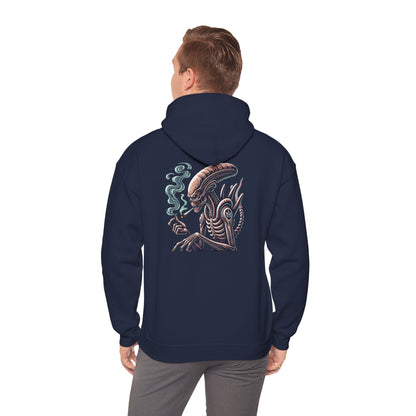 Alien Smoking Graphic Hoodie — Sci‑Fi Xenomorph Streetwear Pullover