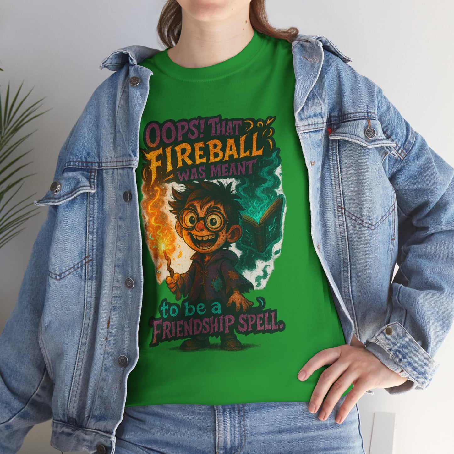 Fireball Wizard Character Tee | 'Friendship Spell' Magic Illustration