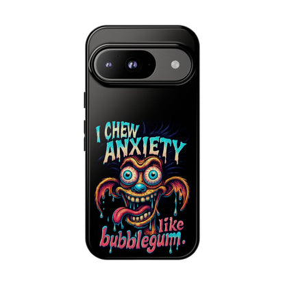 Phone Case — "I Chew Anxiety Like Bubblegum" Retro Monster Design