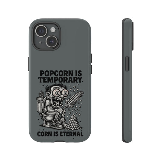 Phone Case — "Popcorn Is Temporary, Corn Is Eternal" Retro Zombie Corn Design