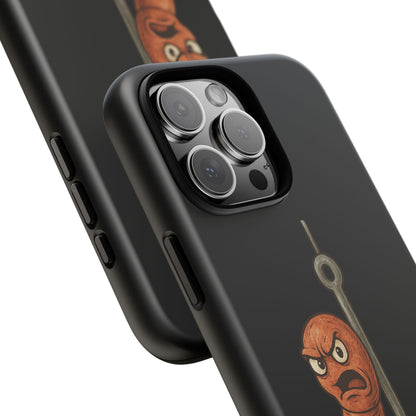 Angry Worm on Hook Phone Case – Funny Fishing Humor Protective Cover