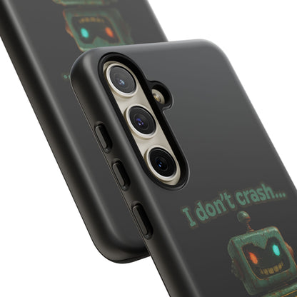 Phone Case — "I Don't Crash... I Recalibrate" Retro Robot Protective Cover