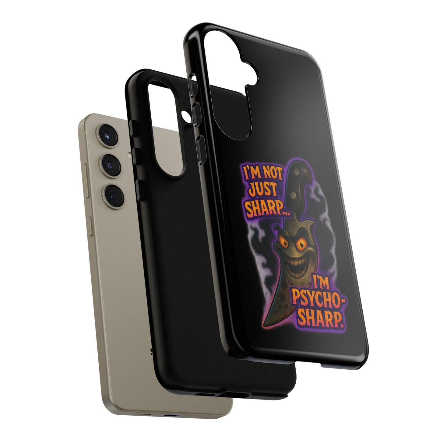 Knife Graphic Phone Case — "I'm Not Just Sharp... I'm Psycho-Sharp" Horror Phone Cover
