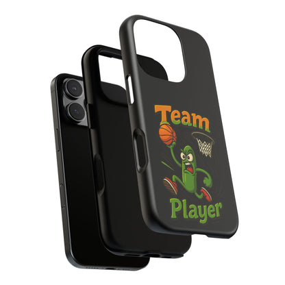 Team Player Basketball Phone Case — Cute Cartoon Pickle Dunk Phone Cover