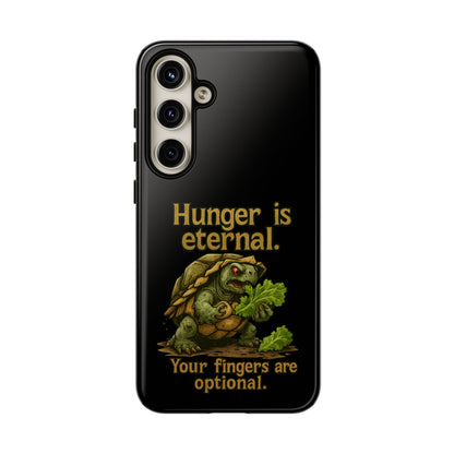 Phone Case — 'Hunger Is Eternal, Your Fingers Are Optional' Turtle Snack Graphic