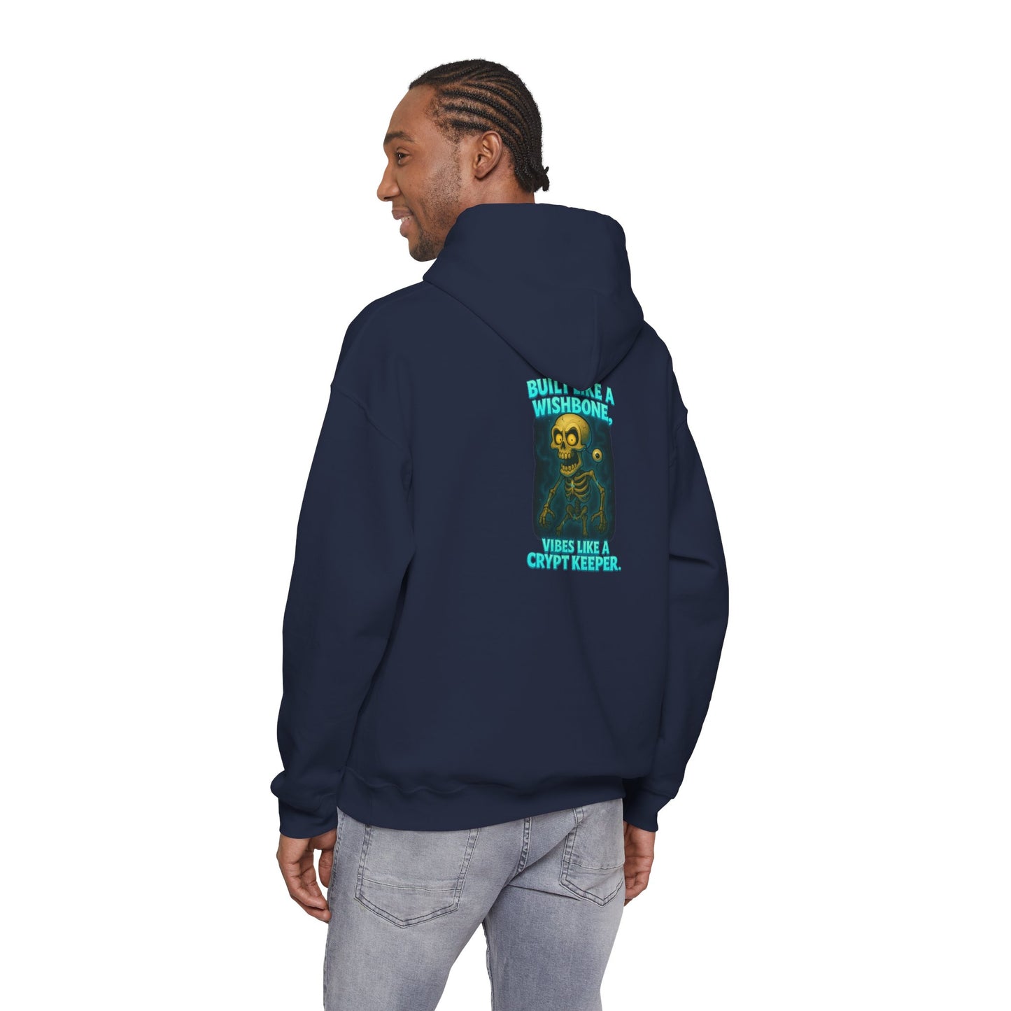 Skull Vintage Graphic Hoodie — "Built Like A Wishbone" Creepy Cute Pullover