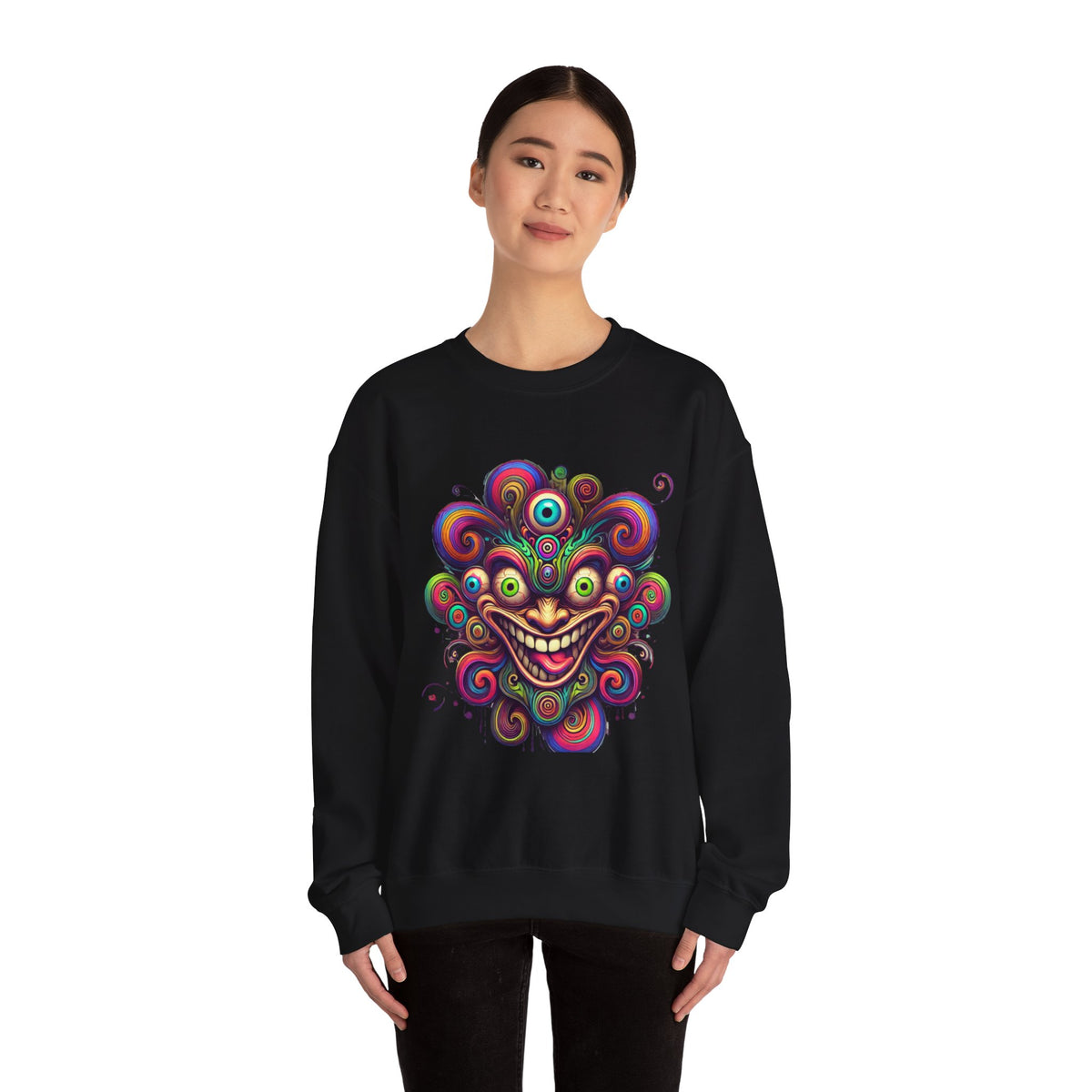 Hypnotic Swirl Face Crewneck Sweatshirt