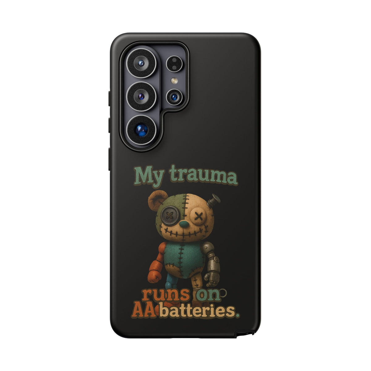 Phone Case — 'My Trauma Runs on AA Batteries' Creepy Voodoo Teddy Protective Cover