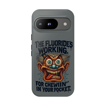 Phone Case — Retro Horror Graphic “The Fluoride’s Working” Shock Art