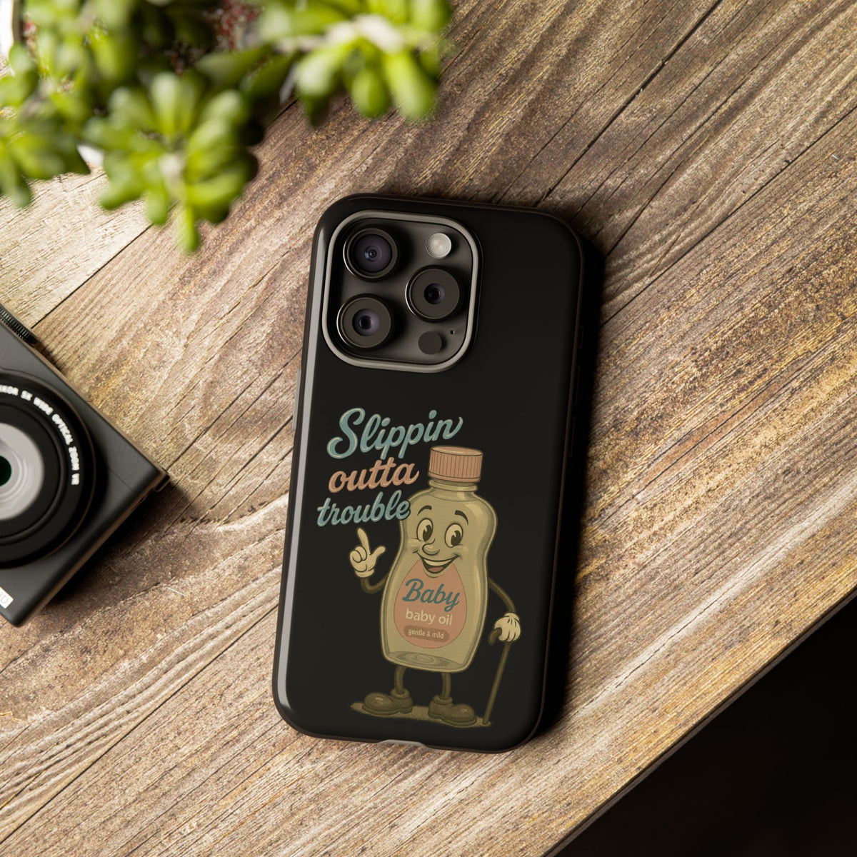 Phone Case — 'Slippin Outta Trouble' Retro Baby Oil Mascot