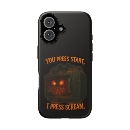 Phone Case — "You Press Start, I Press Scream" Spooky Retro Game Controller Design