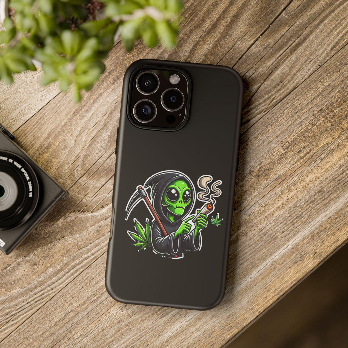 Reaper Alien Phone Case – Cute Grim Reaper Smoking Weed iPhone Case
