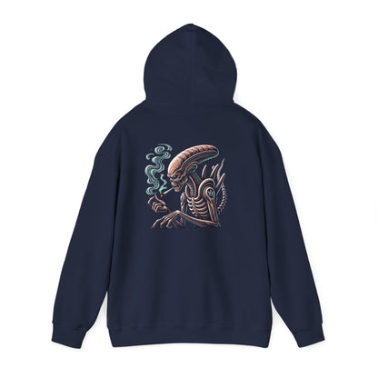 Alien Smoking Graphic Hoodie — Sci‑Fi Xenomorph Streetwear Pullover