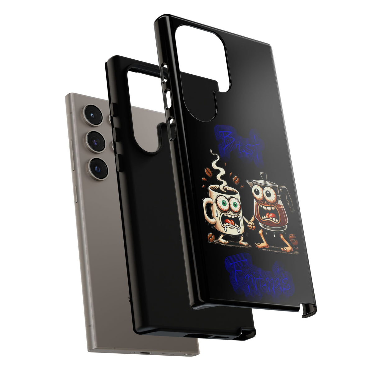 Coffee & Tea Fight Phone Case — Funny Kawaii Beverage Cartoon Tough Cases