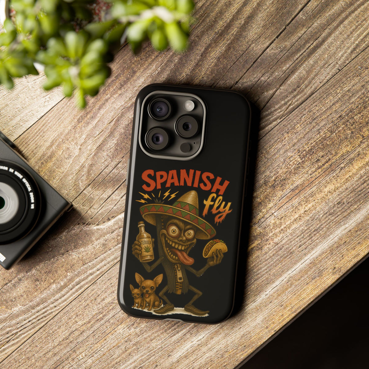 Spanish Fly Tough Phone Case — Retro Skull Sombrero Design