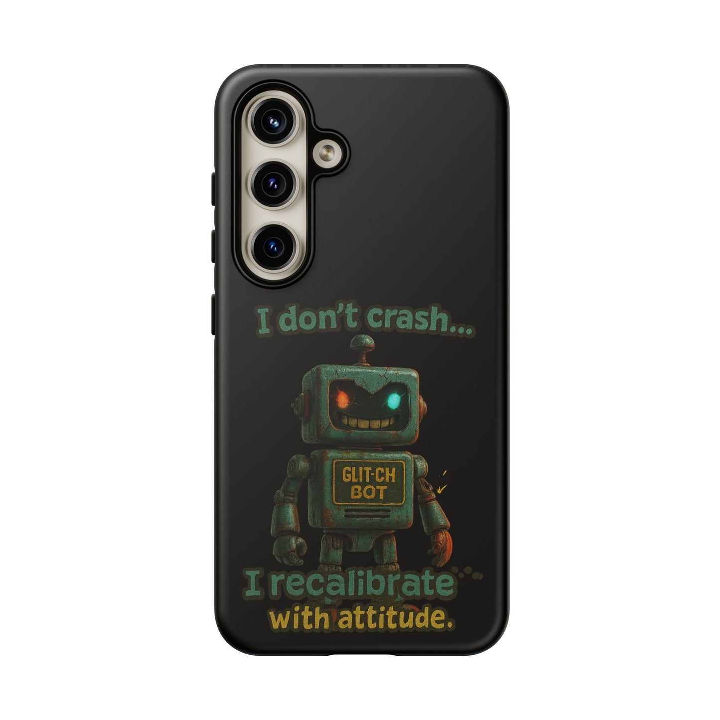 Phone Case — "I Don't Crash... I Recalibrate" Retro Robot Protective Cover