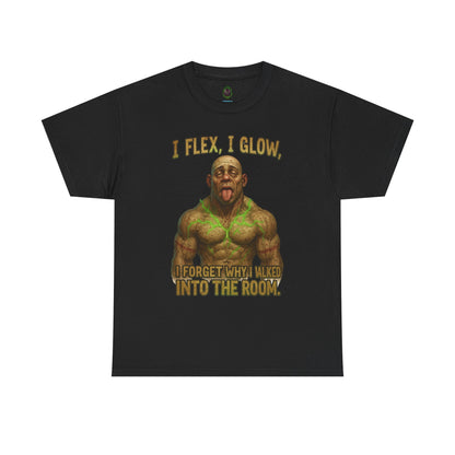 Muscle Meme T-Shirt — "I Flex, I Glow" Funny Gym Tee
