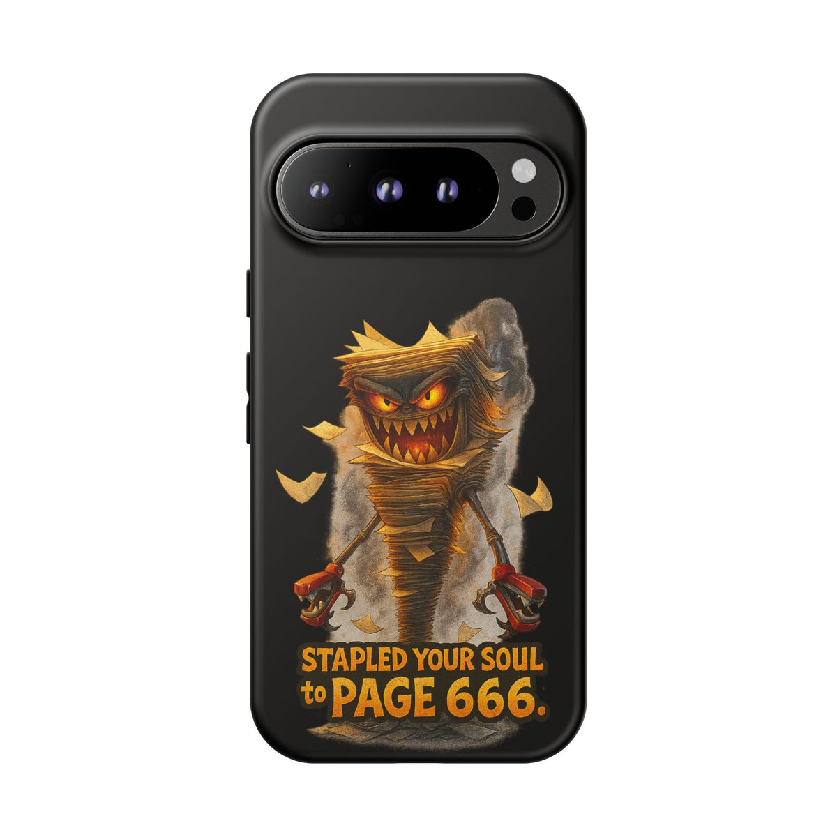 Phone Case — Halloween Mummy Creature “Stapled Your Soul to Page 666” Horror Design