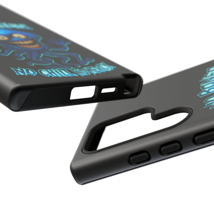 Phone Case — 'No Bones, No Chill, No Mercy' Blue Jellyfish Horror Design